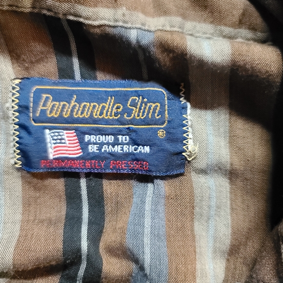 PANHANDLE SLIM Mens Brown Striped Pearl Snap Shirt - Picture 11 of 11